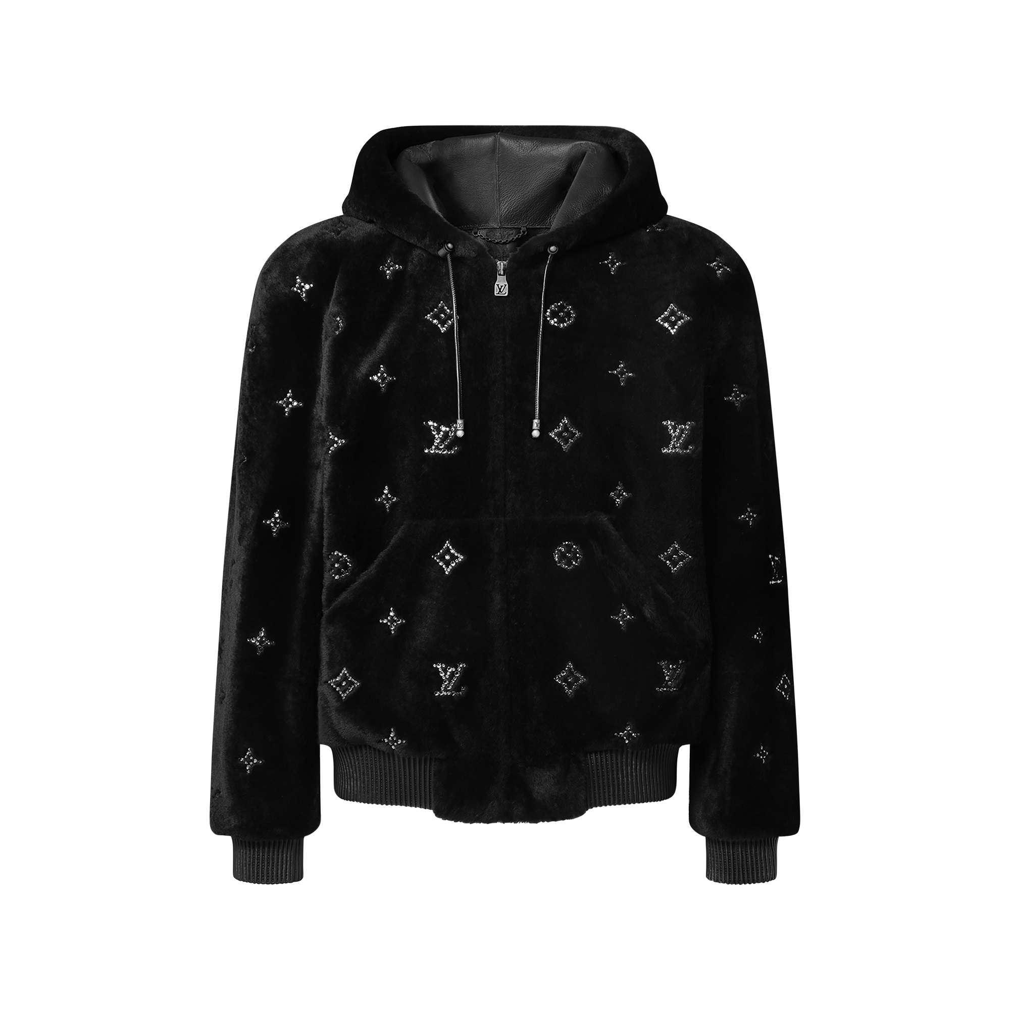 Monogram Embellished Shearling Hoodie - High-End Ready-to-Wear